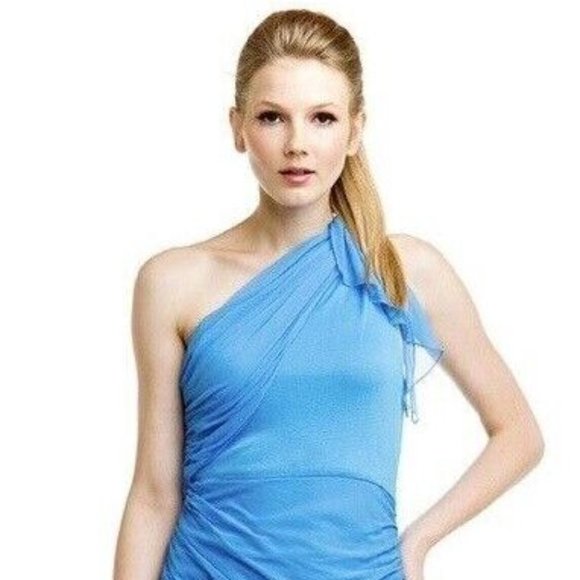 Unique Alice + Olivia One-Shoulder Mini Dress, Picante Orange Color Size 0 - Picture 6 of 7